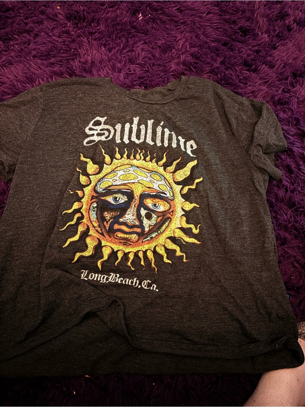 Sublime Sun Graphic Tee - Dark Gray with Yellow Orange Sun